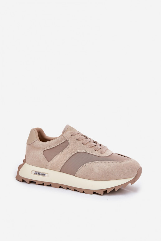 dalla pelle scamosciata Scarpe modello sneakers con una piattaforma Femminile Big Star RR274897 HI-POLY SYSTEM beige