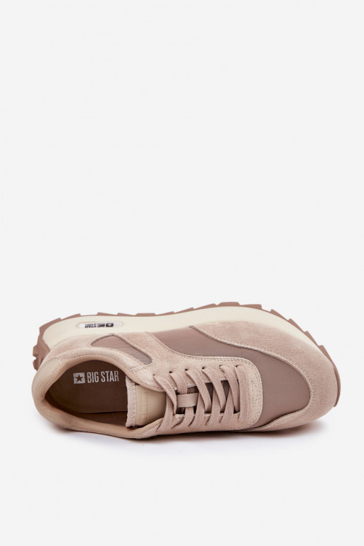 dalla pelle scamosciata Scarpe modello sneakers con una piattaforma Femminile Big Star RR274897 HI-POLY SYSTEM beige
