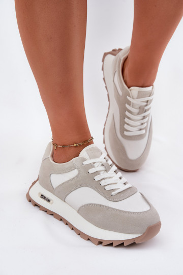Scarpe sportive in camoscio con piattaforma Big Star RR274896 HI-POLY SYSTEM bianco-grigie