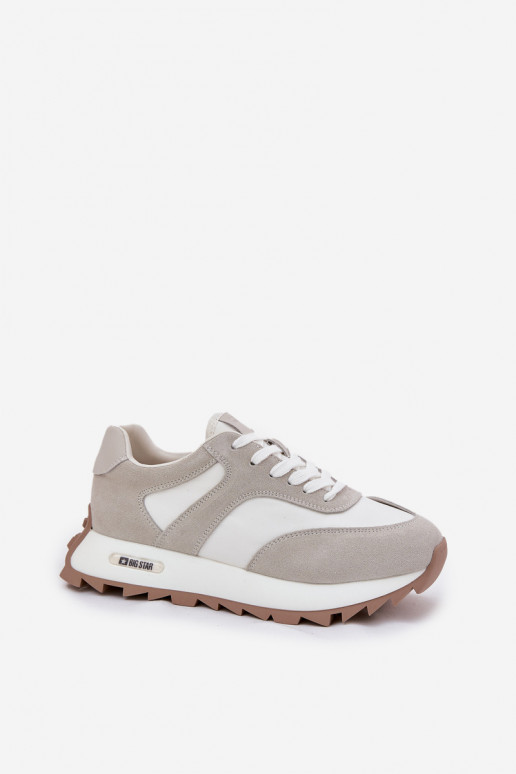 dalla pelle scamosciata Scarpe modello sneakers con una piattaforma Femminile Big Star RR274896 HI-POLY SYSTEM Bianco-colore gri dalla pelle scamosciata Scarpe modello sneakers con una piattaforma Femminile Big Star RR274896 HI-POLY SYSTEM Bianco-colore gri