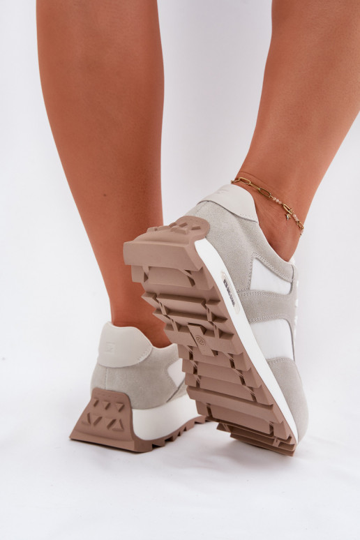 dalla pelle scamosciata Scarpe modello sneakers con una piattaforma Femminile Big Star RR274896 HI-POLY SYSTEM Bianco-colore gri dalla pelle scamosciata Scarpe modello sneakers con una piattaforma Femminile Big Star RR274896 HI-POLY SYSTEM Bianco-colore gri