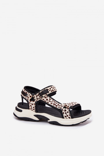 Sandali da donna con chiusura adesiva D.Franklin DFSH406002 neri e sabbia 2