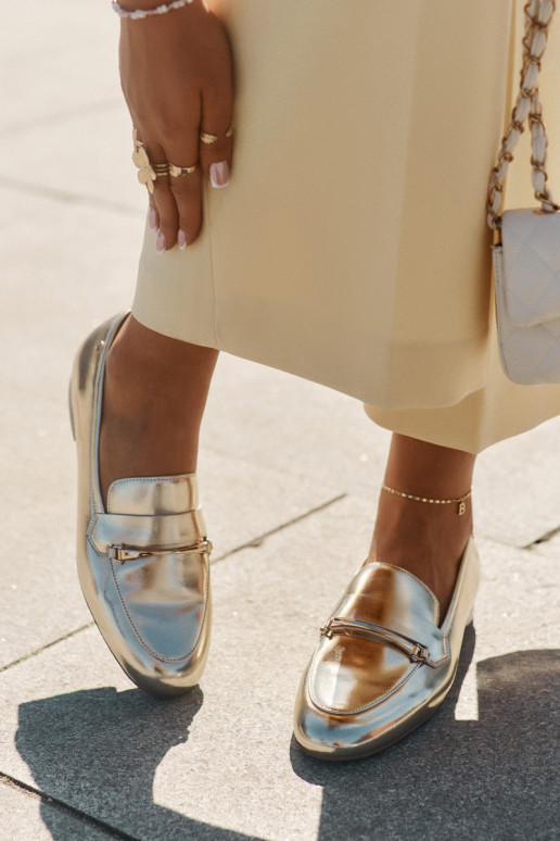 Pelle scarpe mocassini da donna Deveciejka K6809-25 colore dorato Pelle scarpe mocassini da donna Deveciejka K6809-25 colore dorato