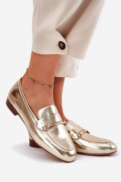 Pelle scarpe mocassini da donna Deveciejka K6809-25 colore dorato Pelle scarpe mocassini da donna Deveciejka K6809-25 colore dorato