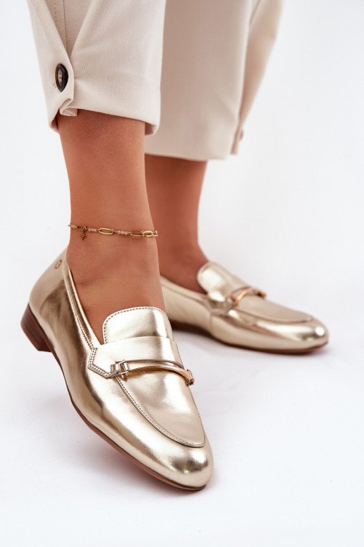 Pelle scarpe mocassini da donna Deveciejka K6809-25 colore dorato Pelle scarpe mocassini da donna Deveciejka K6809-25 colore dorato