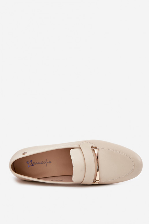 Pelle scarpe mocassini da donna Deveciejka K6809-04 beige