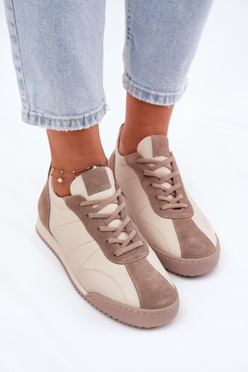 Pelle scarpe da ginnastica Femminile Laura Messi 2935 beige