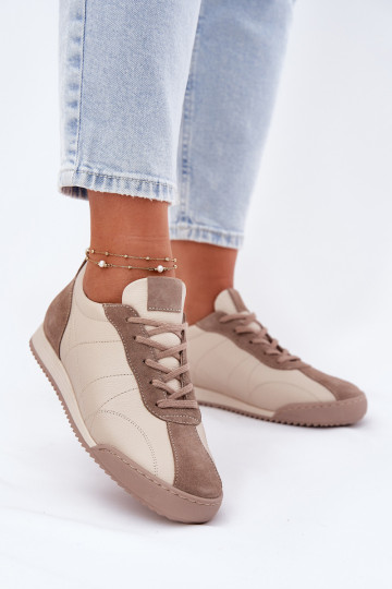 Pelle scarpe da ginnastica Femminile Laura Messi 2935 beige 2