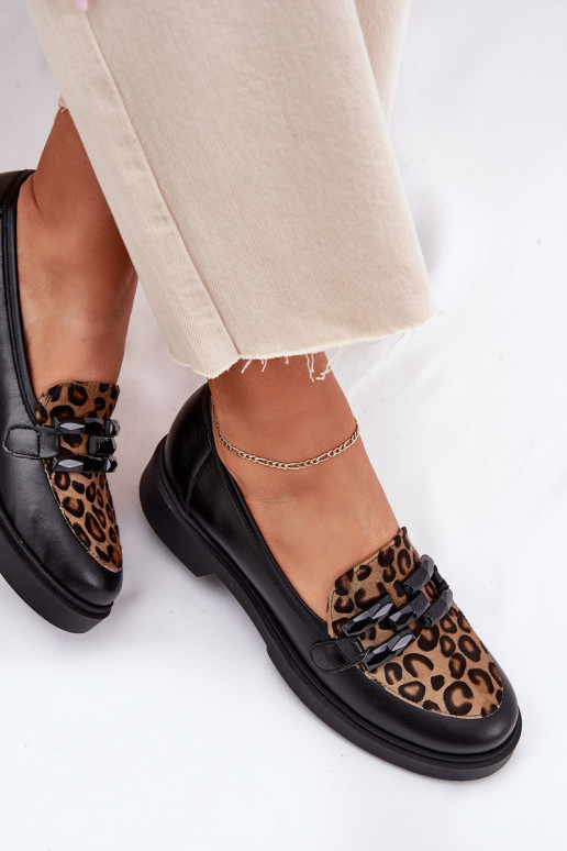 Pelle Mocassini con ornamenti I Panterką Laura Messi 2965 colore nero Pelle Mocassini con ornamenti I Panterką Laura Messi 2965 colore nero