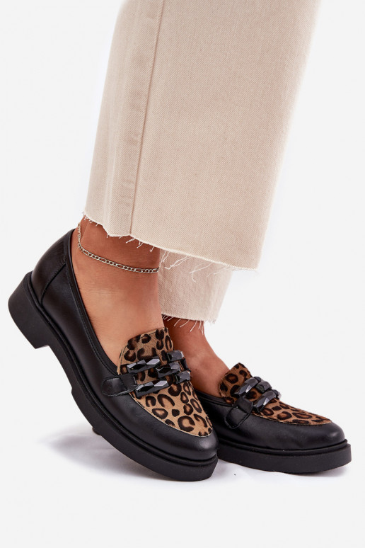 Pelle Mocassini con ornamenti I Panterką Laura Messi 2965 colore nero Pelle Mocassini con ornamenti I Panterką Laura Messi 2965 colore nero