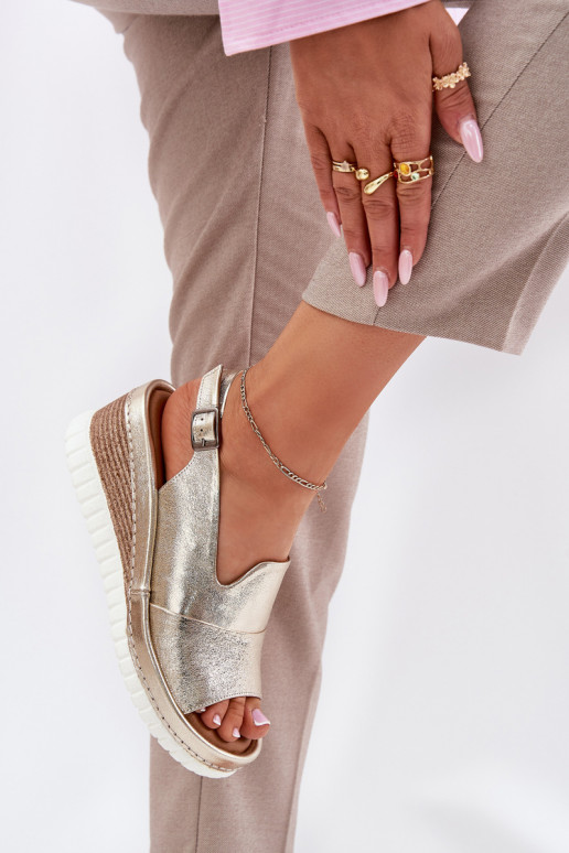 Sandali da donna Pelle Su un cuneo Artiker 56C0920 colore dorato