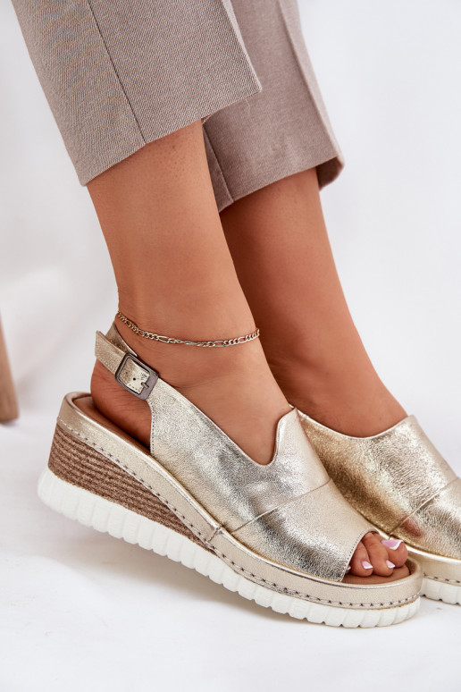 Sandali da donna Pelle Su un cuneo Artiker 56C0920 colore dorato