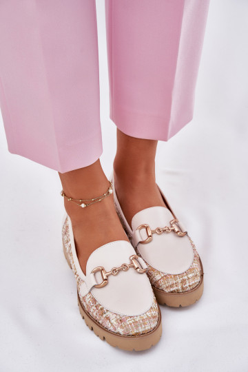 Pelle mocassini da donna Ze colore doratom Detalem Laura Messi 2938 colore avorio