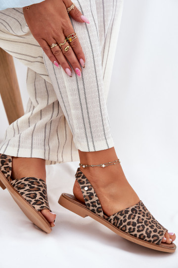 Zazoo 40327 scarpe in pelle slip-on con motivo leopardato