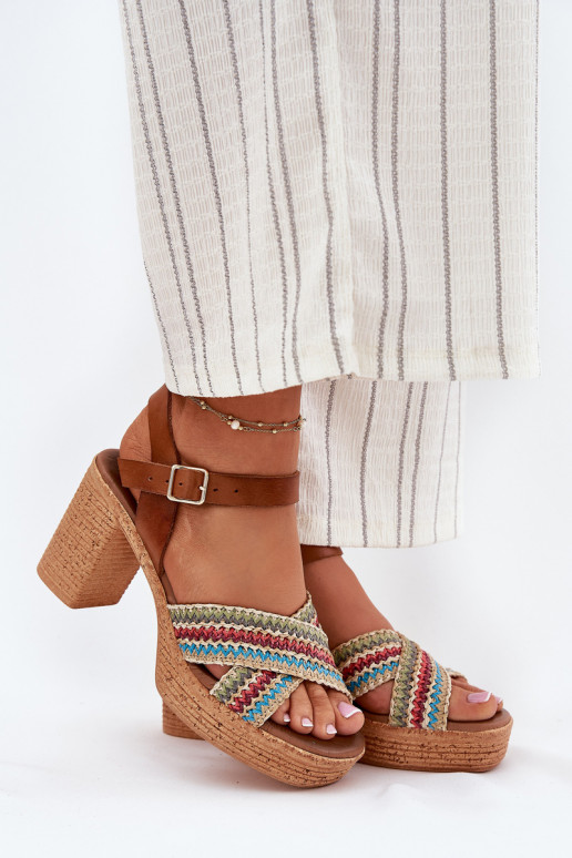 Sandali da donna con tacco Con treccia A Paskach Zazoo 40460 colore marrone Sandali da donna con tacco Con treccia A Paskach Zazoo 40460 colore marrone