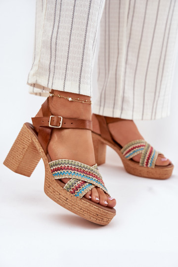 Sandali da donna con tacco Con treccia A Paskach Zazoo 40460 colore marrone 2