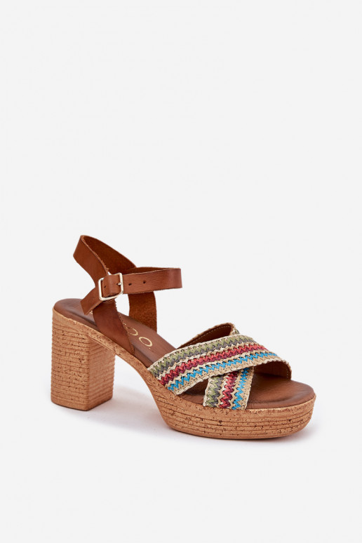 Sandali da donna con tacco Con treccia A Paskach Zazoo 40460 colore marrone Sandali da donna con tacco Con treccia A Paskach Zazoo 40460 colore marrone