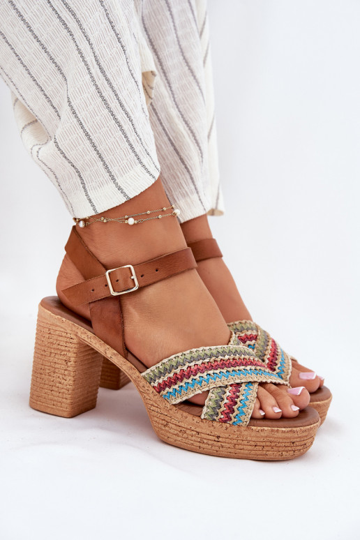 Sandali da donna con tacco Con treccia A Paskach Zazoo 40460 colore marrone Sandali da donna con tacco Con treccia A Paskach Zazoo 40460 colore marrone