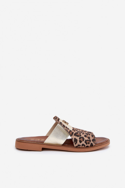 Stile elegante Pantofole Realizzato in pelle naturale con tacchi larghi Zazoo 40423 con motivi di pelliccia di leopardo Stile elegante Pantofole Realizzato in pelle naturale con tacchi larghi Zazoo 40423 con motivi di pelliccia di leopardo