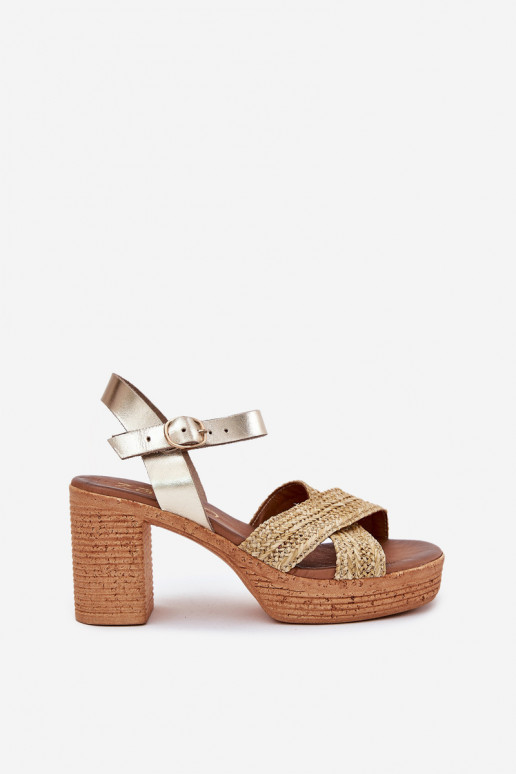 Sandali da donna con tacco Con treccia A Paskach Zazoo 40460 colore dorato Sandali da donna con tacco Con treccia A Paskach Zazoo 40460 colore dorato