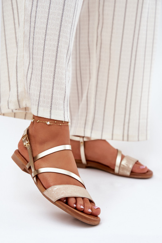 Sandali da donna Femminile con tacchi larghi Deveciejka 06966-25 colore dorato Sandali da donna Femminile con tacchi larghi Deveciejka 06966-25 colore dorato