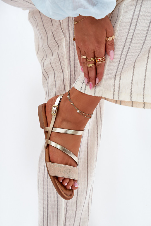 Sandali da donna Femminile con tacchi larghi Deveciejka 06966-25 colore dorato Sandali da donna Femminile con tacchi larghi Deveciejka 06966-25 colore dorato