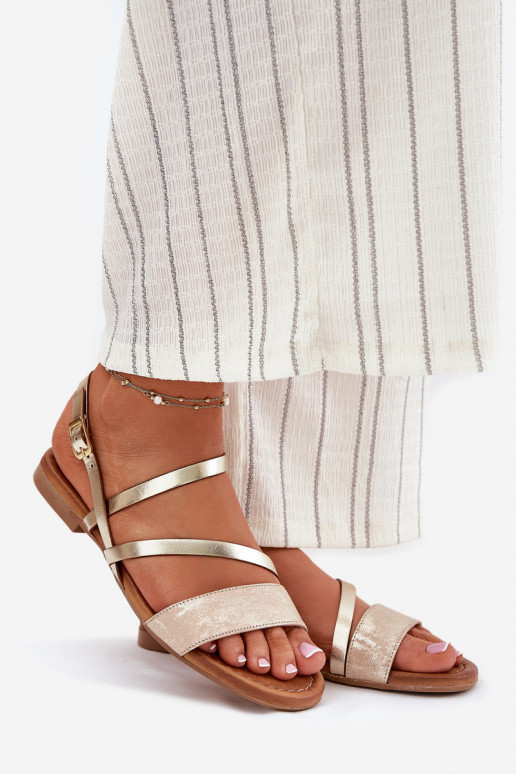 Sandali da donna Femminile con tacchi larghi Deveciejka 06966-25 colore dorato Sandali da donna Femminile con tacchi larghi Deveciejka 06966-25 colore dorato