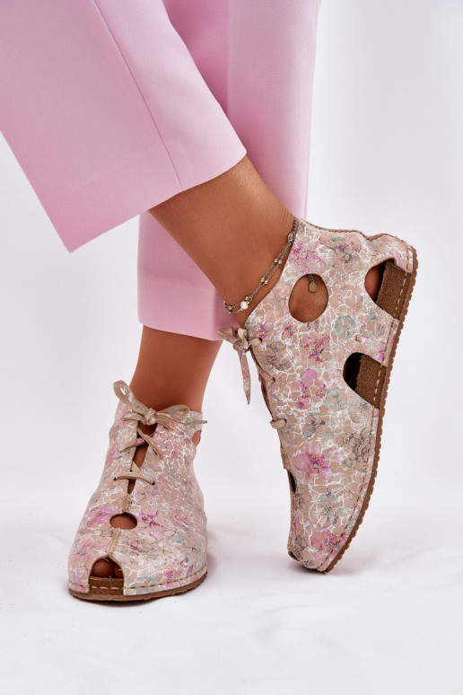 Elegantellato Pelle Stivali Deveciejka 03426-48 beige