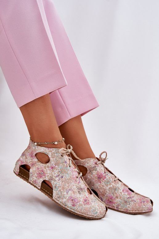 Elegantellato Pelle Stivali Deveciejka 03426-48 beige