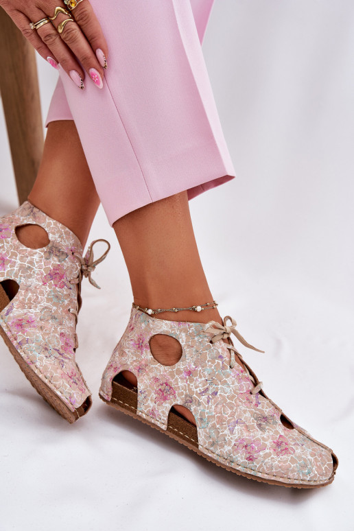 Elegantellato Pelle Stivali Deveciejka 03426-48 beige