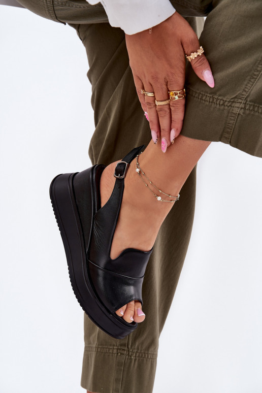 Pelle Femminile Sandali con plateau Artiker 52C0484 colore nero