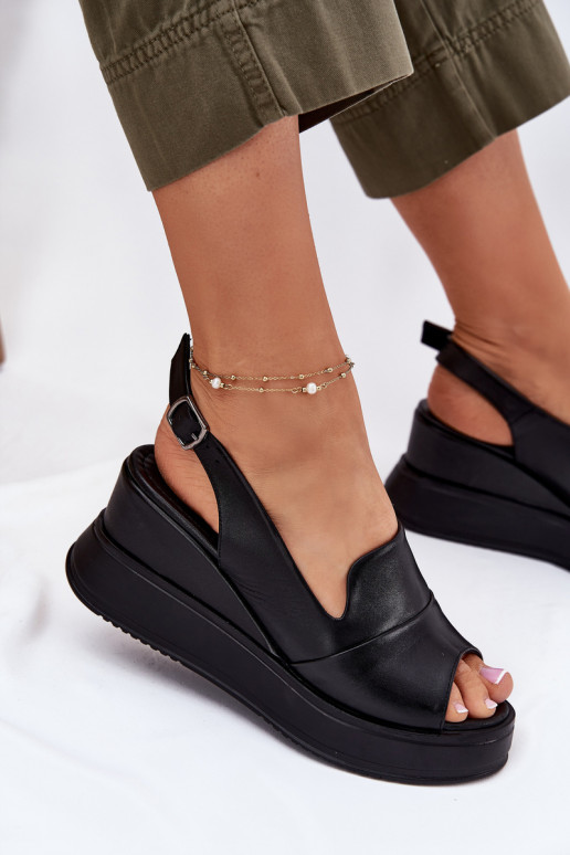 Pelle Femminile Sandali con plateau Artiker 52C0484 colore nero