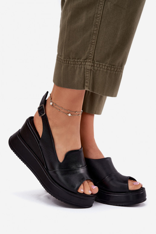 Pelle Femminile Sandali con plateau Artiker 52C0484 colore nero