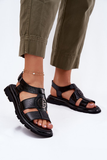 Sandali da donna Femminile con effetto vernice Con decorazioni Detalem Artiker 56C0691 colore nero