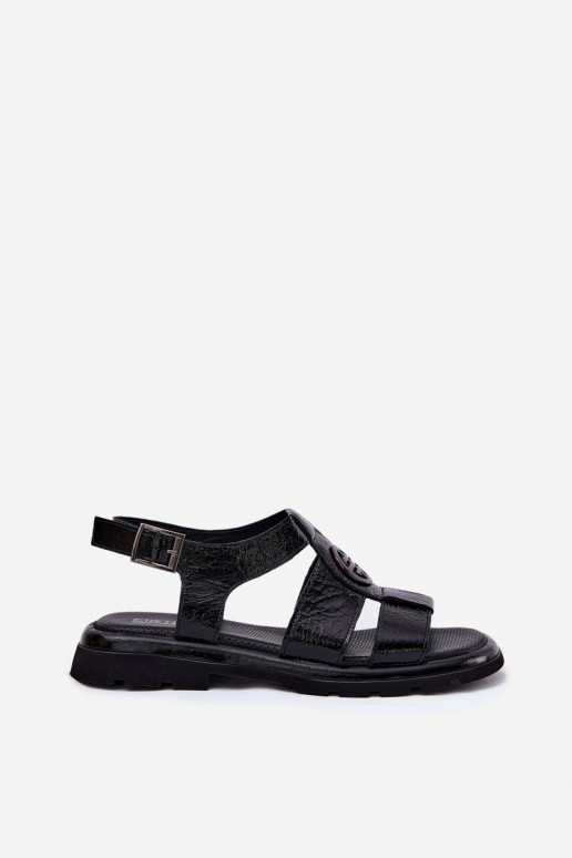 Sandali da donna Femminile con effetto vernice Con decorazioni Detalem Artiker 56C0691 colore nero