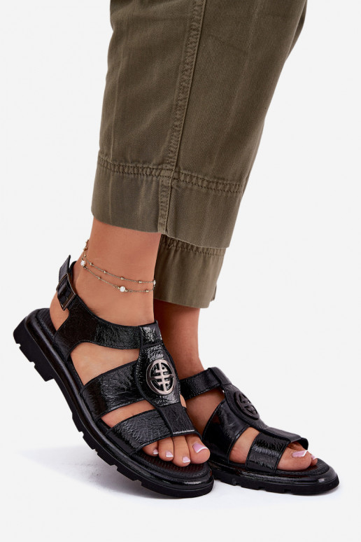 Sandali da donna Femminile con effetto vernice Con decorazioni Detalem Artiker 56C0691 colore nero