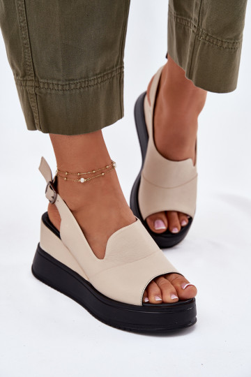 Pelle Femminile Sandali con plateau Artiker 54C0401 beige
