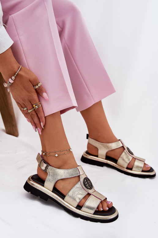 Sandali da donna Femminile con effetto vernice Con decorazioni Detalem Artiker 56C0689 colore dorato