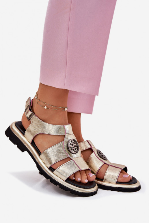 Sandali da donna Femminile con effetto vernice Con decorazioni Detalem Artiker 56C0689 colore dorato