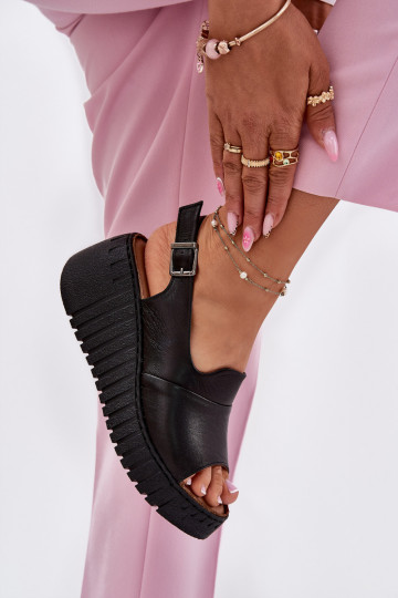 Sandali da donnaAbilitatoturalnej Skóry Su un cuneo Artiker 54C0791 colore nero 2