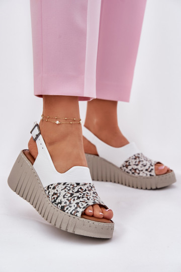 Sandali da donnaAbilitatoturalnej Skóry Su un cuneo Artiker 56C0958 Colore bianco 2