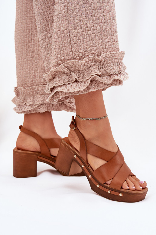 Sandali da donna con tacco Zazoo 1081 colore marrone Sandali da donna con tacco Zazoo 1081 colore marrone