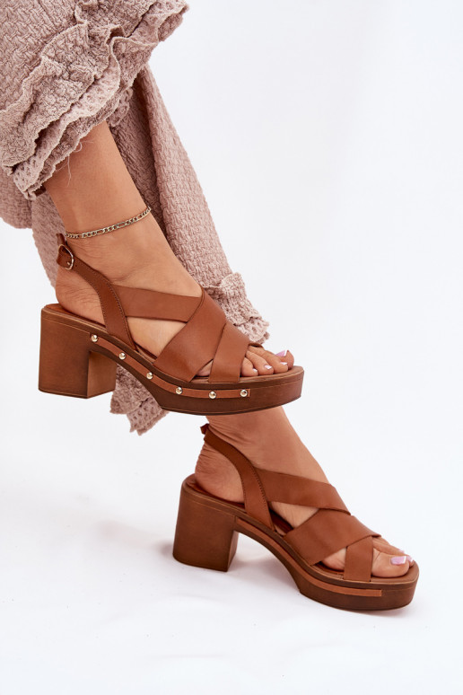 Sandali da donna con tacco Zazoo 1081 colore marrone Sandali da donna con tacco Zazoo 1081 colore marrone