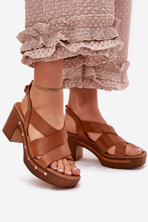 Sandali da donna con tacco Zazoo 1081 colore marrone Sandali da donna con tacco Zazoo 1081 colore marrone