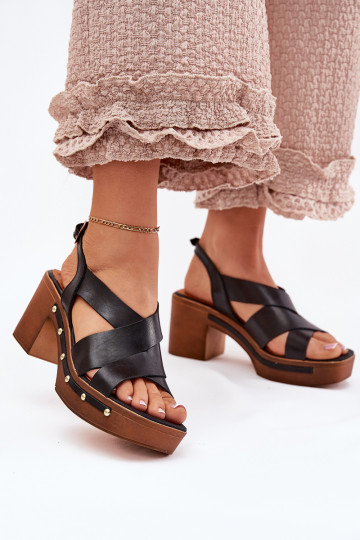 Sandali da donna con tacco Zazoo 1081 colore nero 2