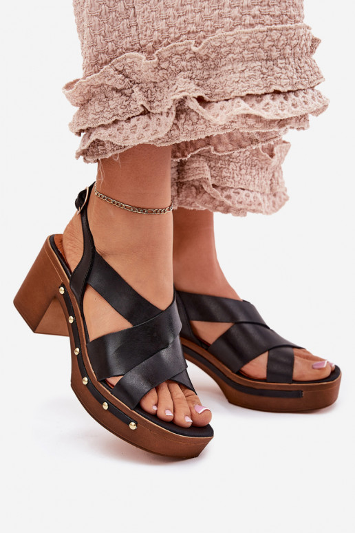 Sandali da donna con tacco Zazoo 1081 colore nero