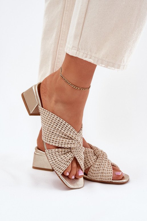 Pantofole da donna Klocke Deveciejka 06955-25 beige-colore dorato Pantofole da donna Klocke Deveciejka 06955-25 beige-colore dorato