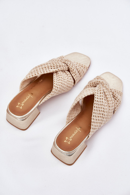 Pantofole da donna Klocke Deveciejka 06955-25 beige-colore dorato Pantofole da donna Klocke Deveciejka 06955-25 beige-colore dorato