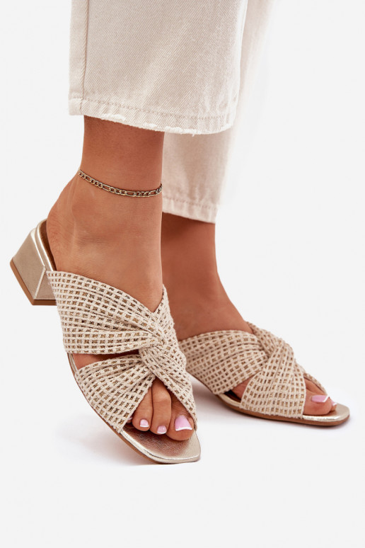 Pantofole da donna Klocke Deveciejka 06955-25 beige-colore dorato Pantofole da donna Klocke Deveciejka 06955-25 beige-colore dorato