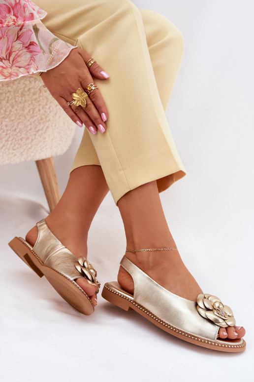 Pelle Sandali bassi con ornamenti CheBello 4642 colore dorato